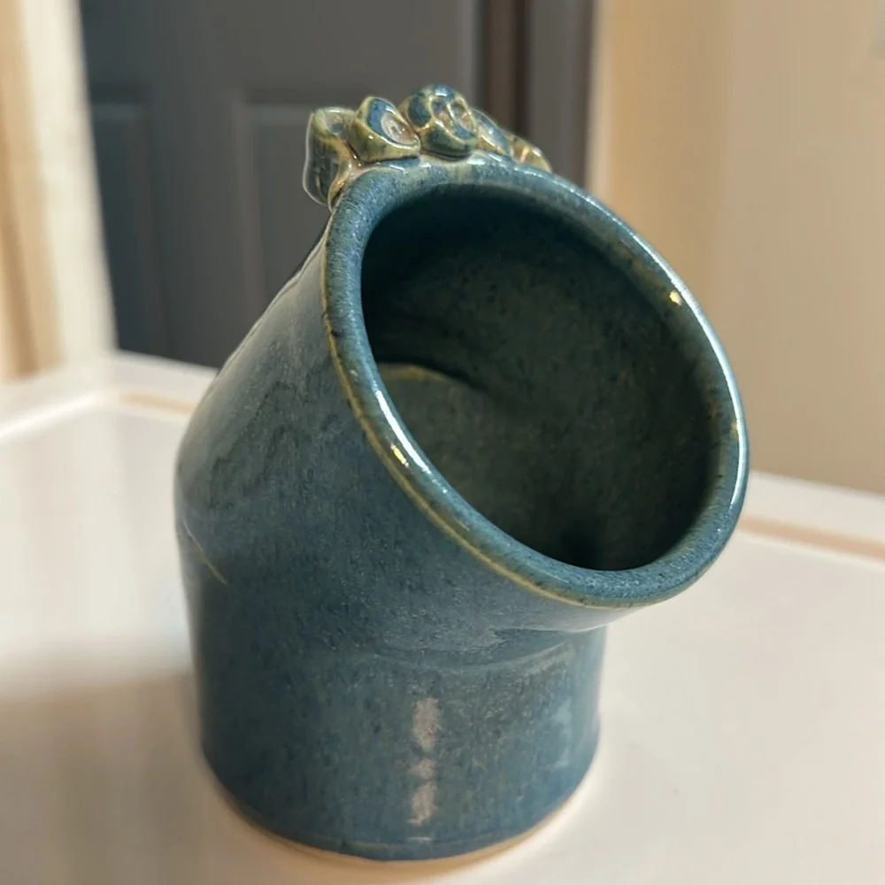Stoneware glazed blue salt pig